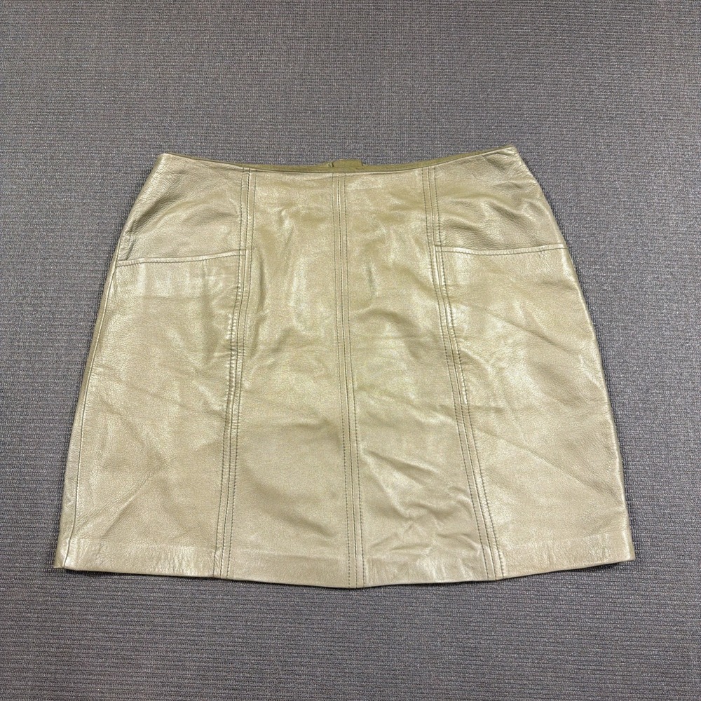 Banana Republic Heritage Collection Green Genuine Lamb Leather Skirt Size 8
